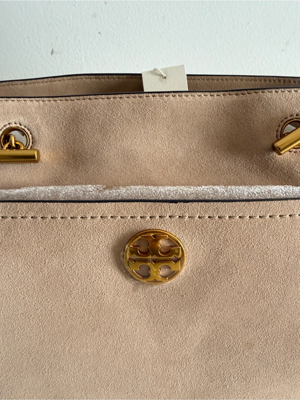 Tory Burch Suede Shoulder Bag with Gold Hardware - Picture 2 of 6